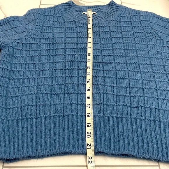 American Eagle Waffle Knit Crew Neck Sweater Blue Sz Lg - Picture 10 of 13
